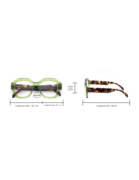 Corpo-otto Occhiali da Lettura Vogue Verde-Tartaruga +3,50